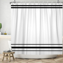 SDOTPMT 180x198cm Black and White Shower Curtain Modern Classic Black Striped Bath Curtain Rustic Farmhouse Minimalism Bathtub Curtain for Bathroom