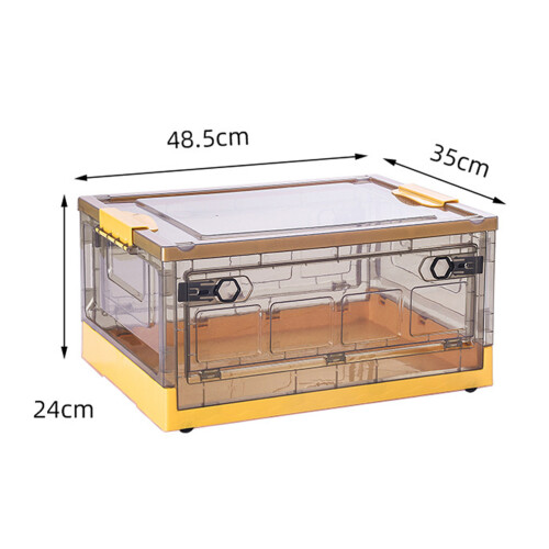 Plastic Storage Box Foldable Design Transparent Container With Lids Stackable Collapsible Movable Wheels Grated Wall Design For Visibility Durable Sto 1