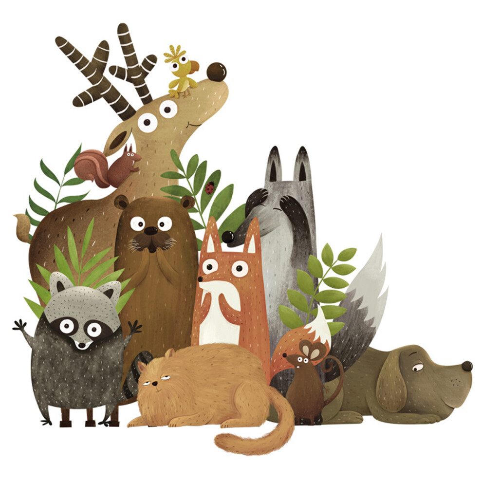 Charming Woodland Wall Decals, Repositionable and Waterproof Nursery Decor, Peel and Stick Forest Animal Stickers for Kid's Room, Vibrant Wall Art Dec