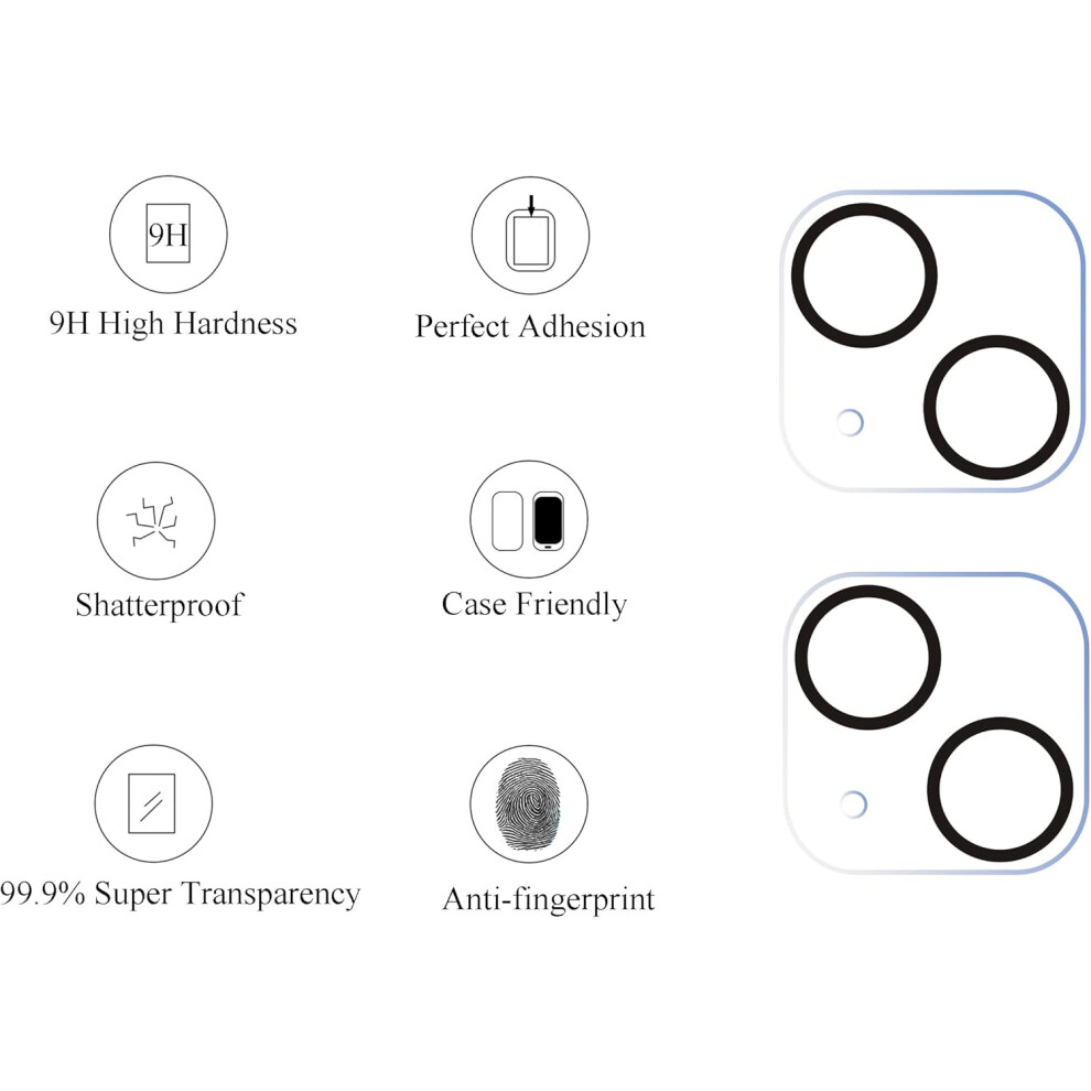 Camera Lens Shield, Maximum Protection For Iphone 13 & Mini, Night Shooting Function Without Needing Flash Hole, Tempered Glass 9H Hardness Ultra Hd 9128293421249