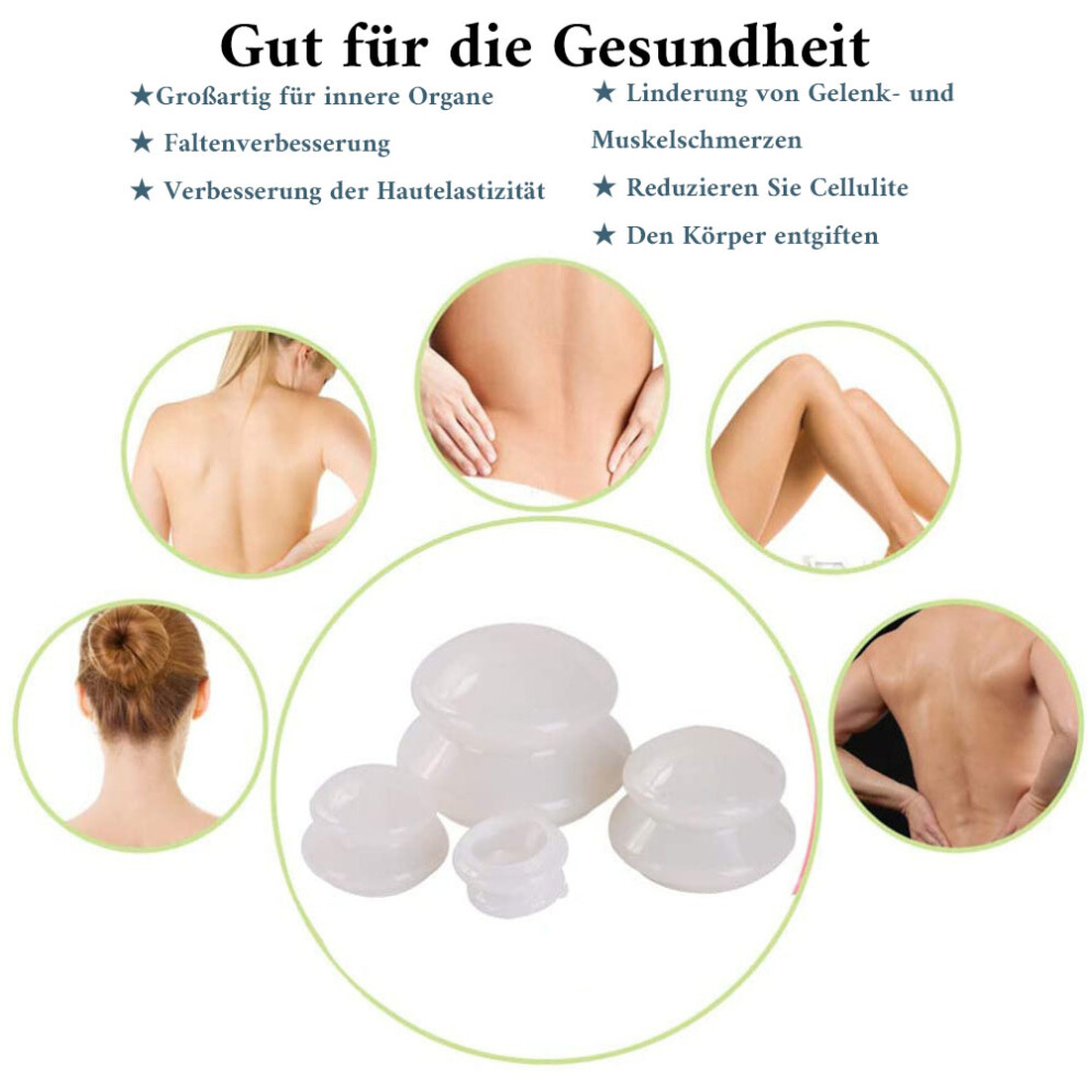 Silicone Cupping Therapy Set, Vacuum Suction Massage Cups, Cellulite Reduction, Muscle Back Pain Relief, Injury Recovery Massager for Home Spa, Self