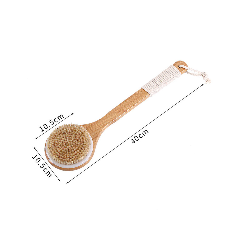 Natural Bristles Exfoliating Brush, Cellulite Massager with Long Handle for Effective Detox and Improved Blood Circulation