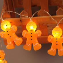 Guirlande lumineuse créative sur le thème de Noël, avec télécommande, représentant des biscuits en pain d'épice et des bonshommes en pain