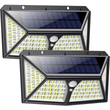 Luminárias de parede com sensor de movimento, luminárias solares externas com sensor PIR aprimorado para pátio e jardim, resistentes à água