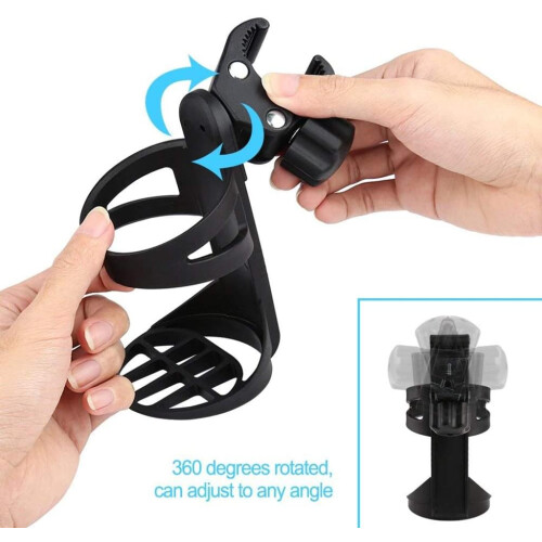 Firm And Adjustable Stroller Cup Holder, No Tools Needed For Easy Installation On Most Mobility Devices, 360-Degree Rotation For Optimal Access 2