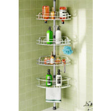HAMITOR Telescopic Shower Caddy Corner Storage: No-Drill Stainless Steel Bathroom Shelves Organizer, 4-tier Large Capacity Adjustable Shelf with