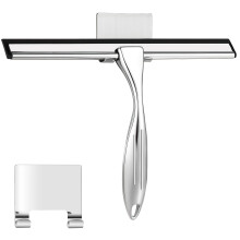 14 Inch Shower Squeegee, Stainless Steel Window Squeegee Cleaner for Shower Glass Door with Hook, Shower Wiper Screen for Bathroom, Window,Mirror and
