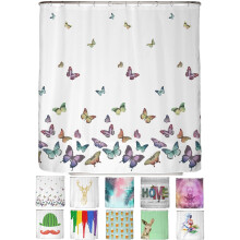 arteneur? - Butterfly - Shower Curtain 180 x 200cm - Mould Resistant Fabric, Weighted Hem, Opaque, Waterproof, Washable incl. 12 hooks