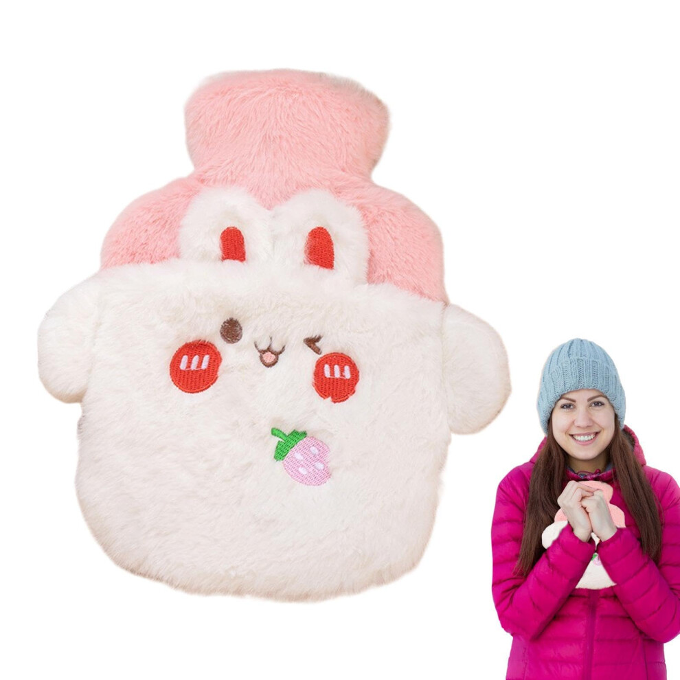 Plush Hot Water Bottle with Cute Cartoon Design, Soft Hand and Feet Warmer for Winter Home and Outdoors