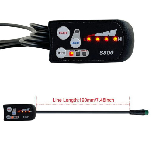 Electric Bicycle 36V48V S800 LED LCD Meter Control Panel Display for Ebike Controller 5 Pin Waterproof Plug Connector 2