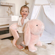 HOMCOM Cute Kids Ride-On Rocking Rabbit w/ Sound Handlebars Seat Belt Plush Body