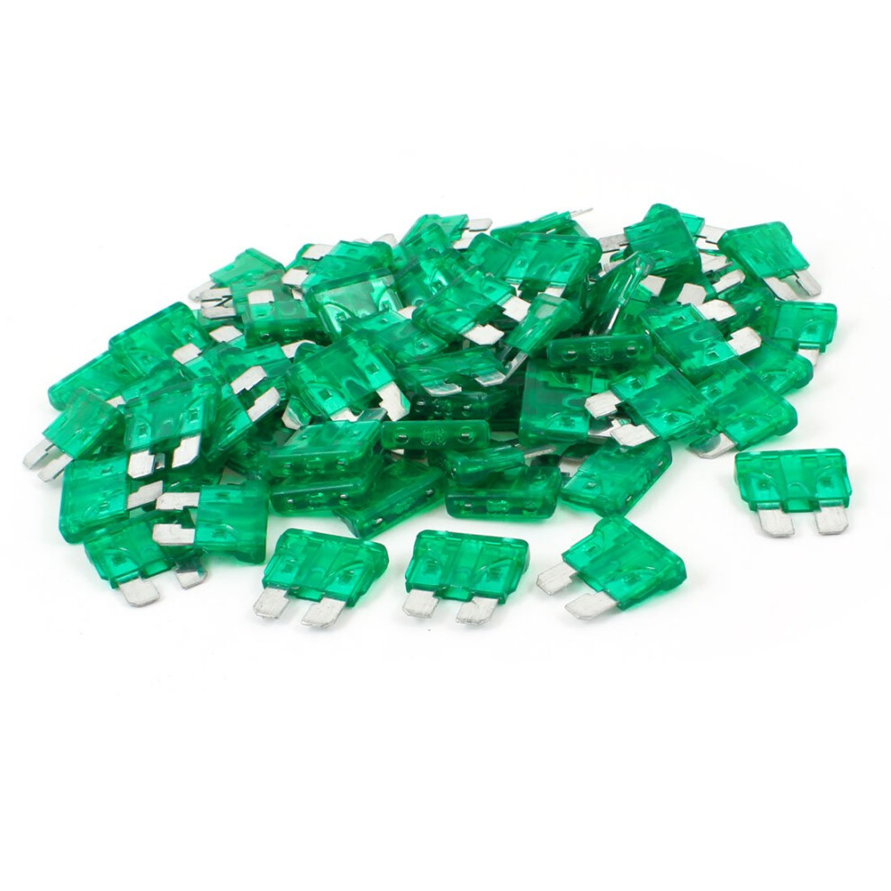 Vehicle Auto 30A 30Amp Body Two Prong Blade Atc Fuse 100Pcs Green 9365049024907