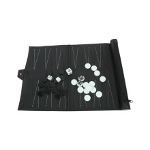 Portable Travel Backgammon Set with  Leather Case