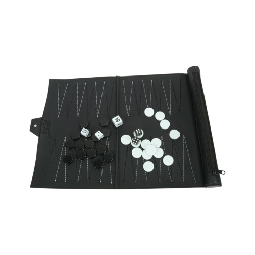Portable Travel Backgammon Set with  Leather Case