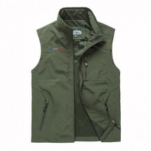 Outdoor Vest Breathable Fishing Vest and Multi Pocket Work Vest Sleeveless Softshell QuickDry XXL Olive Green