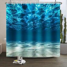 Xiaoterna Ocean Shower Curtain Blue Ocean Underwater Sea Shower Curtain Nature Undersea World Shower Curtain Deep Sea Bathroom Curtain Machine