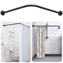 L Shaped Shower Curtain Rail,Extendable Curved Curtain Rail(23.6"-39.8"x23.6"-39.8"),Stainless Steel 90 Degree Shower Curtain Pole for