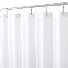Biscaynebay Hotel Quality Fabric Shower Curtain 72" x 72" White Water Resistant Rust Resistant Grommets Weighted Hem Machine Washable