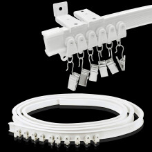 Ceiling Curtain Track, Flexible Bendable Drop Sliding Ceiling Curtain Track Room Divider Curved Ceiling Track System With Clips 9.81Ft Alloy Plastic