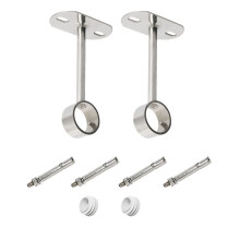 Ohamtes 2Pcs ID32mm(1-1/4"), L300mm, clothes rail mounting bracket, shower curtain closet tie rod support frame, curtain rod flange socket, suitable