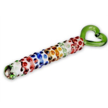 (Rainbow Heart Wand, Pink) Glass Dildo Sex Toy Women