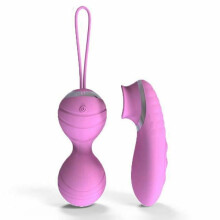 (Pink) Pink Purple 10 Speed Vibrating Kegel Remote Vibrator Ben Wa Balls