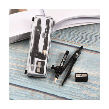 1piece math compass set, metal compass for students with pencil and pencil sharpener, drawing supplies for mathematics and geometry
