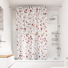 Croydex Shower Curtain with Pink Terrazzo Design - 100% Polyester with a Weighted Hem, Machine Washable and coated with Proseal for Water Repellence,