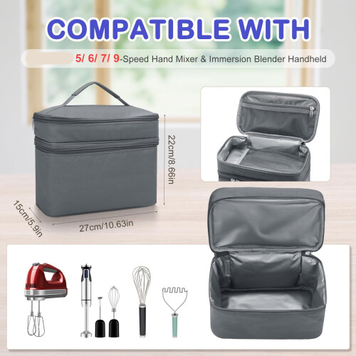 Handheld Blender Organizer Bag Polyester Fabric-Dark Gray 2
