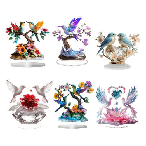 Acrylic Flower Branch Bird Statue Decorative Figurine-type 2 1