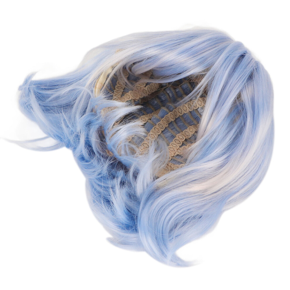 Blue Short Synthetic Wig, High Temp Wavy Hair, Breathable Fashion