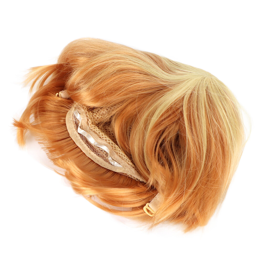 Unisex Yellow Gradient Wavy Short Wig Synthetic Cosplay For Halloween Parties