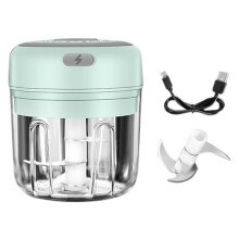 (Green, 250ml) Usb Rechargeable Mini Food Processor Garlic Chopper