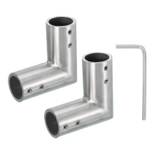 PATIKIL 2 Pcs 90? Curtain Rod Corner Connector, Silver Stainless Steel, 0.75? Inner Diameter, Painted Finish
