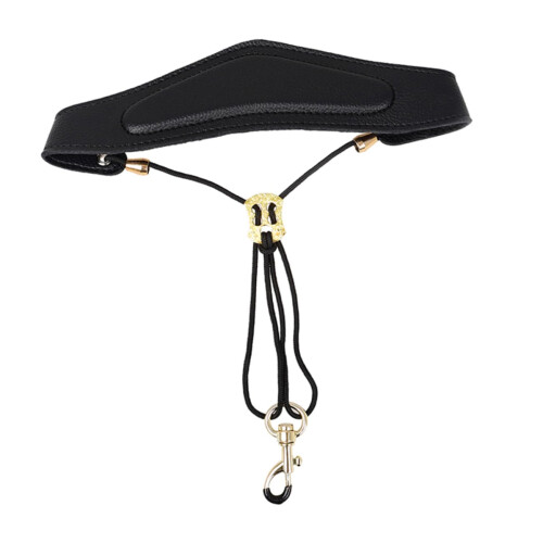 Saxophone neck strap, alto saxophone, adjustable strap, metal button, black
