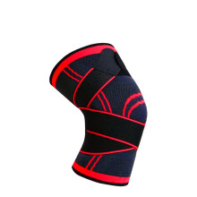 1 piece Sports Knee Pads Adult Pressure Elastic Knee Support Fitness Equipment Basketball Volleyball Brace Protection, Red, L