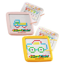 Magnetic Drawing Board, Magnetic Dots, Dot Art, Fine Motor Skills Toy (Yellow)