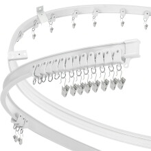 3.65m Ceiling Curtain Track,Flexible Bendable Curtain Rail Wall Mounted Plastic Curved Sliding 12Ft Ceiling Tracks Set System for Bay Window