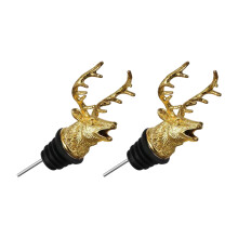 2Pcs Elegant Deer Head Wine Pourer with Leak Proof Stopper-Gold