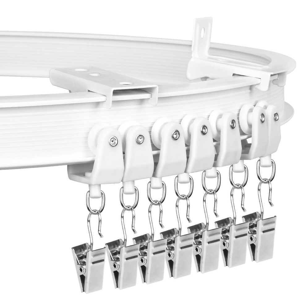 Suimlmta Curtain Track For Bay Windows, 6M Flexible Bendable Curved Curtain Rail Ceiling Wall Mount, Plastic Heavy Duty Curtain Track System For Room Divider,