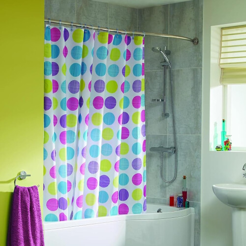 Croydex Croydex Shower Curtain, Textured Dot, 1800 x 1800mm