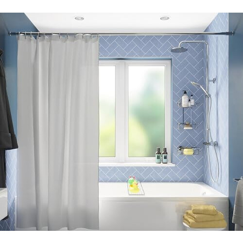 Croydex Croydex GP85115 Professional Plain White Water-Resistant Textile Shower Curtain 1800 X 2000mm 1
