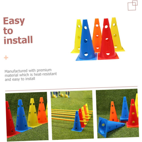 Soccer Training Cones 5Pack, Plastic Durable Weatherproof Markers For Speed And Agility Drills, Standard Size 1