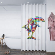 Croydex Steven Brown Hannah McWave Shower Curtain, Multicolour, 1800x1800
