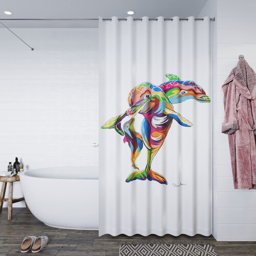 Croydex Croydex Steven Brown Hannah McWave Shower Curtain, Multicolour, 1800x1800