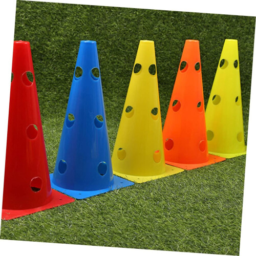 Soccer Training Cones 5Pack, Plastic Durable Weatherproof Markers For Speed And Agility Drills, Standard Size 2