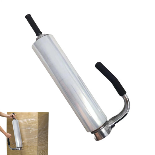 Stretch Wrap Dispenser For Pallet Wrapping, ExtendedHandle Film Roll Applicator, Adjustable Industrial Packaging Tool