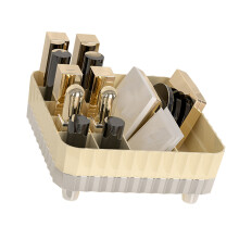 Plastischer Make-up-Organizer mit Fächern, rutschfest, 14,8x14,8x5,8 cm, Weiß/Silber
