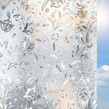 Static Cling Privacy Protection Window Film, Heat Control Decoration for Cost-effective Natural Light Filtering, Anti UV Stained Glass Effect, Easy Ap