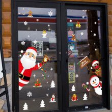 Christmas Window Stickers for Matte Vinyl, Eco-Friendly Wall Decor, Removable Reusable PVC Double Side Xmas Decorations